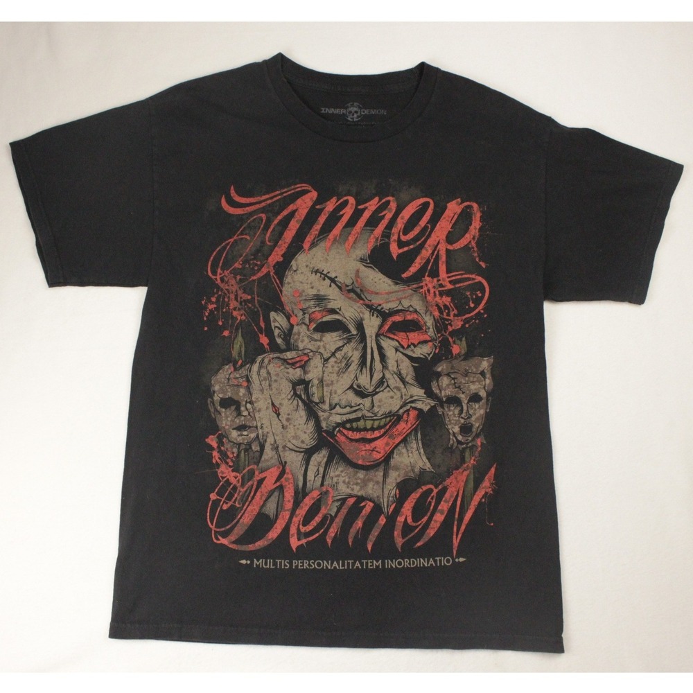 Inner Demon "Amor Demon" Graphic T Shirt Mens Large Black Goth Horror Streetwear